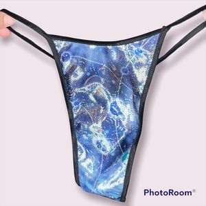 Shiny galaxy print g-string thong panties size S/M NWOT